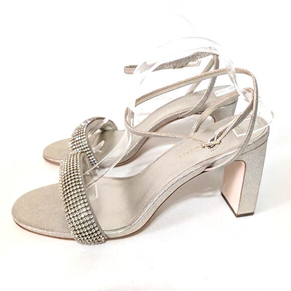 Loeffler Randall Shay Rhinestone Ankle Strap Sandals Heels Metallic Size 11 - Picture 6 of 13